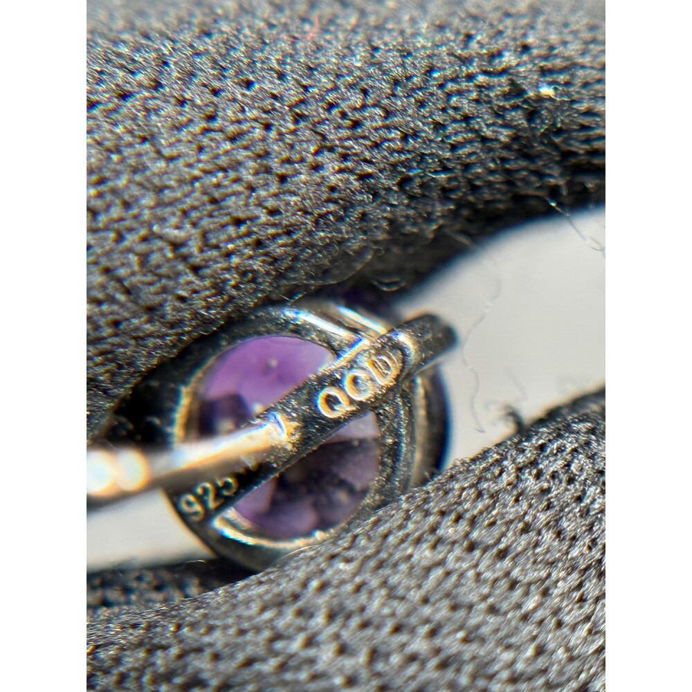 Sterling Silver Amethyst Stud Earrings Round Faceted Purple Gemstone - Picture 12 of 14
